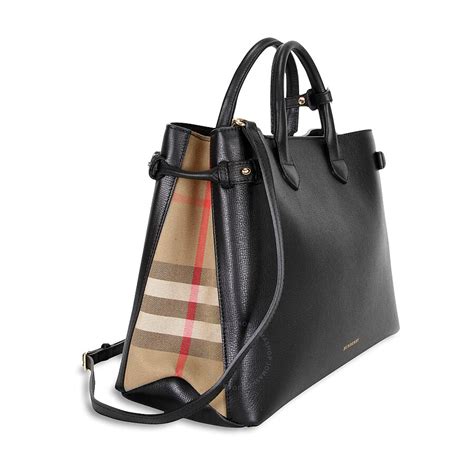 black burberry tote|burberry tote bag black leather.